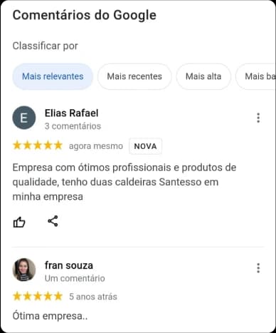 Depoimento sobre a empresa Caldeiras Santesso